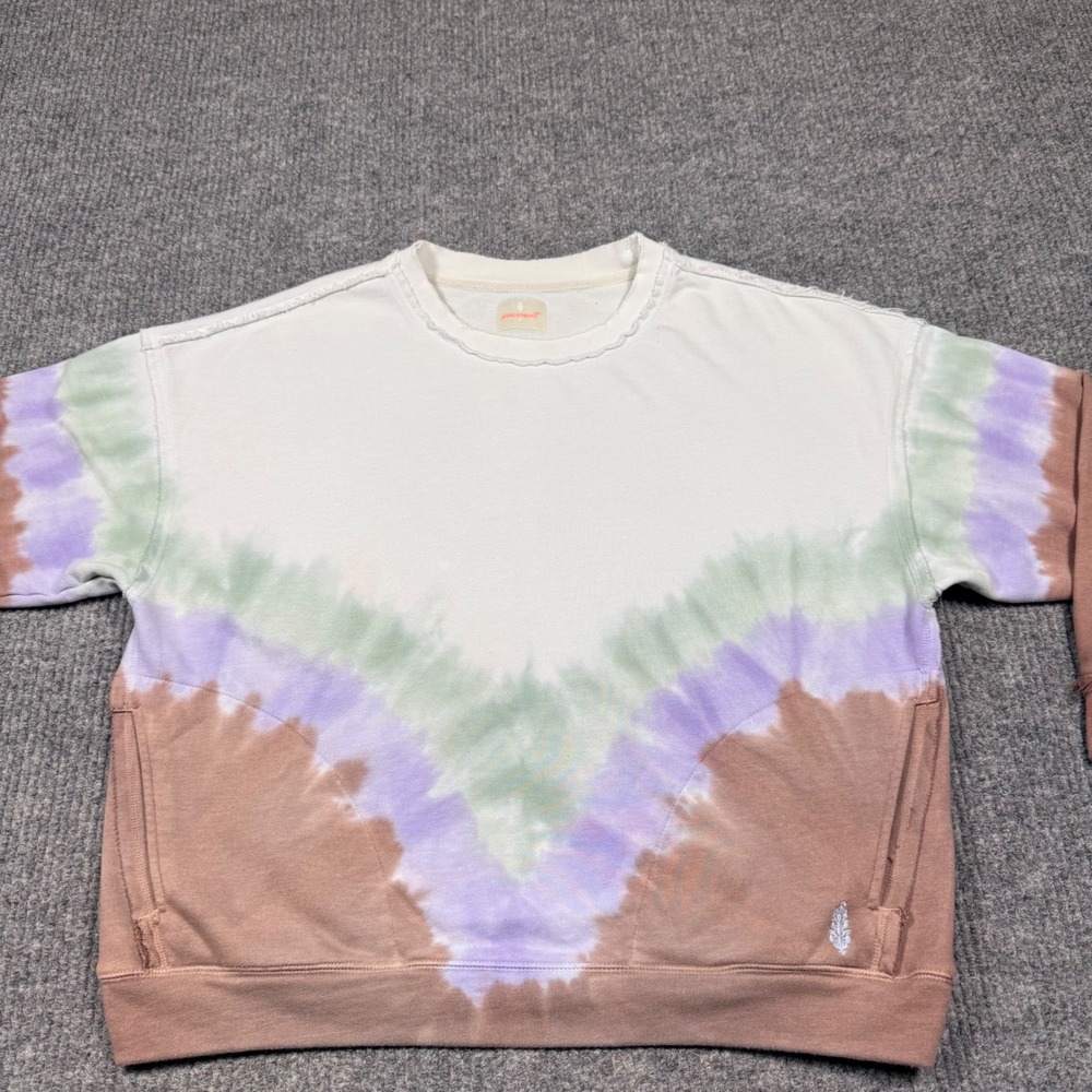 FP Movement Free People Tie Dye Sweatshirt Brown Purple Green Small - Picture 13 of 15